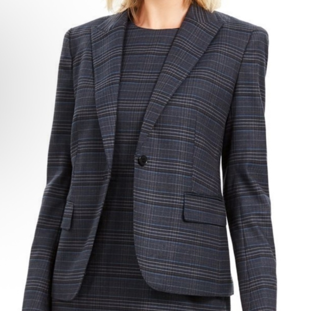 Anne Klein Blue Plaid Blazer Size 4